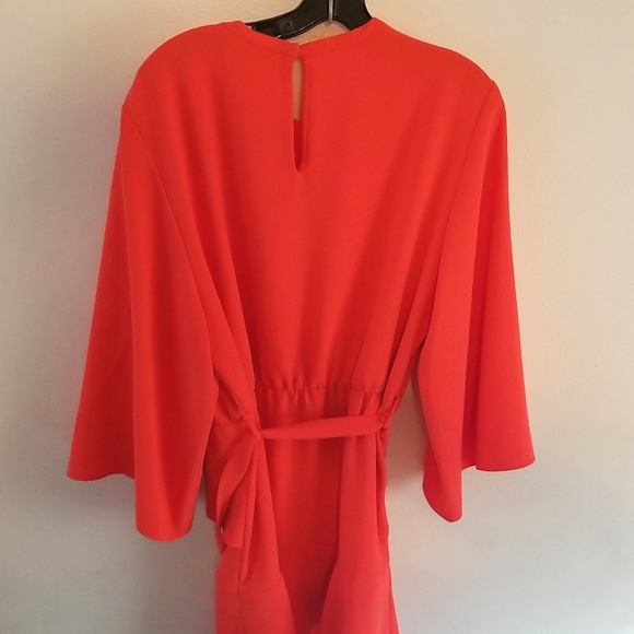 NWDFT IRO Layer Dress Matte Orange Belted Bell Kimono Sleeves Mini s FR 40 Large - Picture 7 of 10